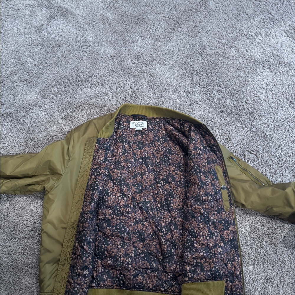 Penguin Bomber Jacket with Floral Lining